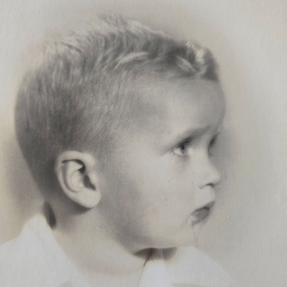 Vintage Old Photo Little innocent Boy Sepia 1940s children Photography Portrait